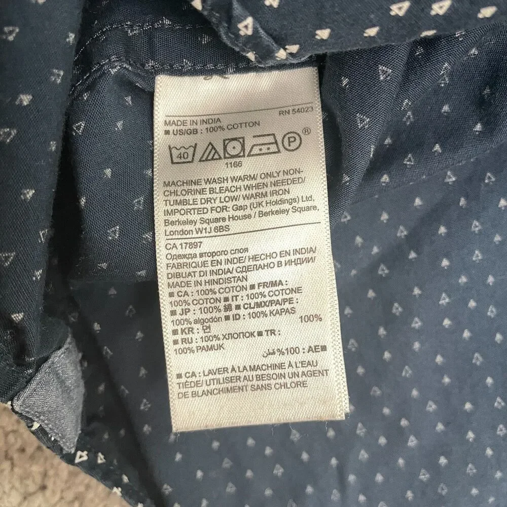Banana Republic Custom Wash Shirt Mens Medium Blue Grant Fit Printed Cotton Top